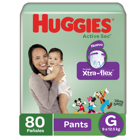 Pants Huggies Active Sec Xtra-Flex Etapa 3/G, 80uds