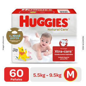 Pañal Huggies Natural Care Xtracare Talla M 60 unid
