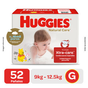 Pañal Huggies Natural Care Xtracare Talla G 52 unid