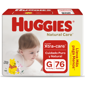 Pañal Huggies Natural Care Xtracare Talla G 76 unid
