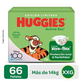 Pañal Huggies Active Sec XXG Edición Limitada 66 Und