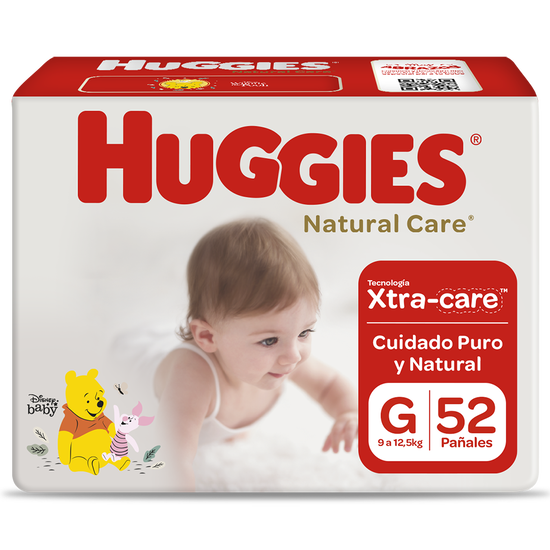 Pañal Huggies Natural Care Xtracare Talla G 52 unid